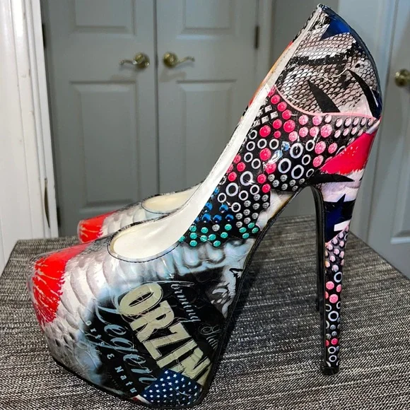 Snake Lip Print Platform Pump Heel - Picture 2 of 4